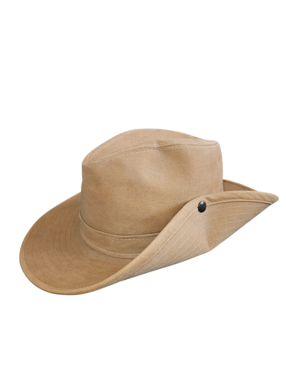 Vintage HENSCHEL Hatquarters USA safari  tan canvas outdoor fedora Hat Size M